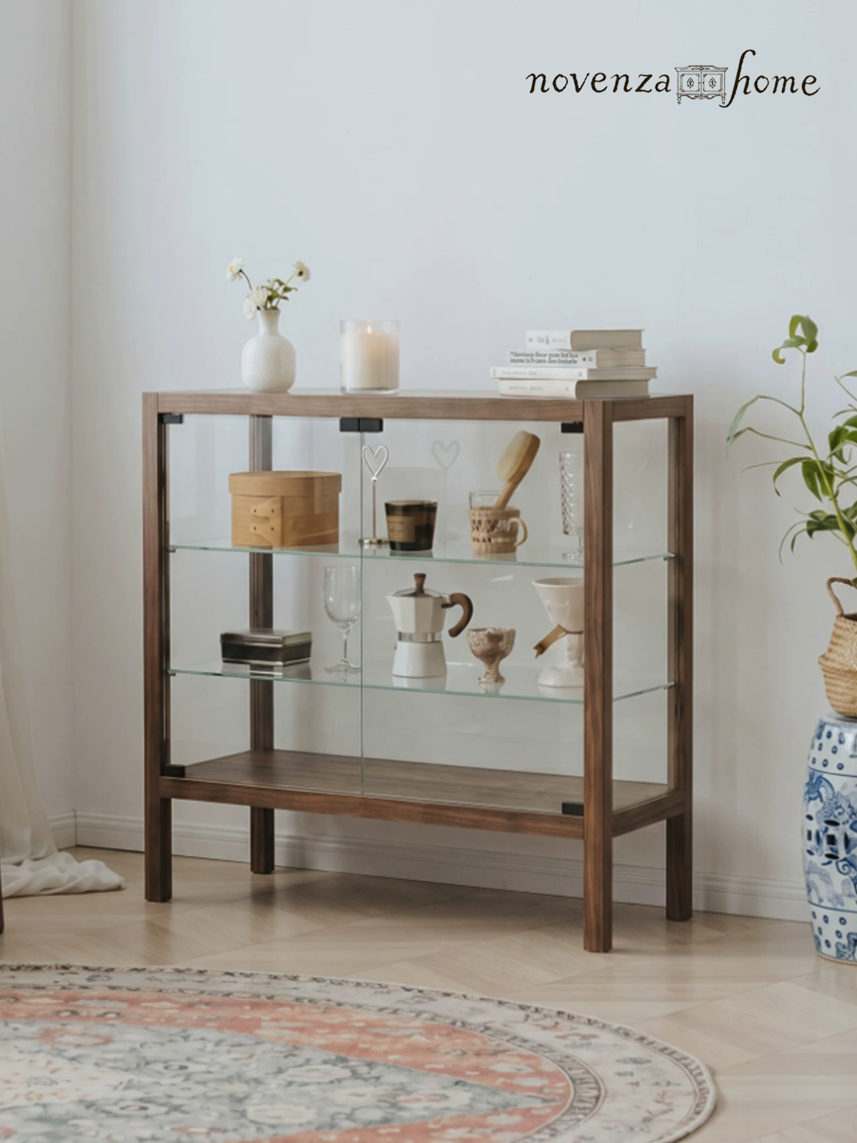 Walnut Glass Display Cabinet