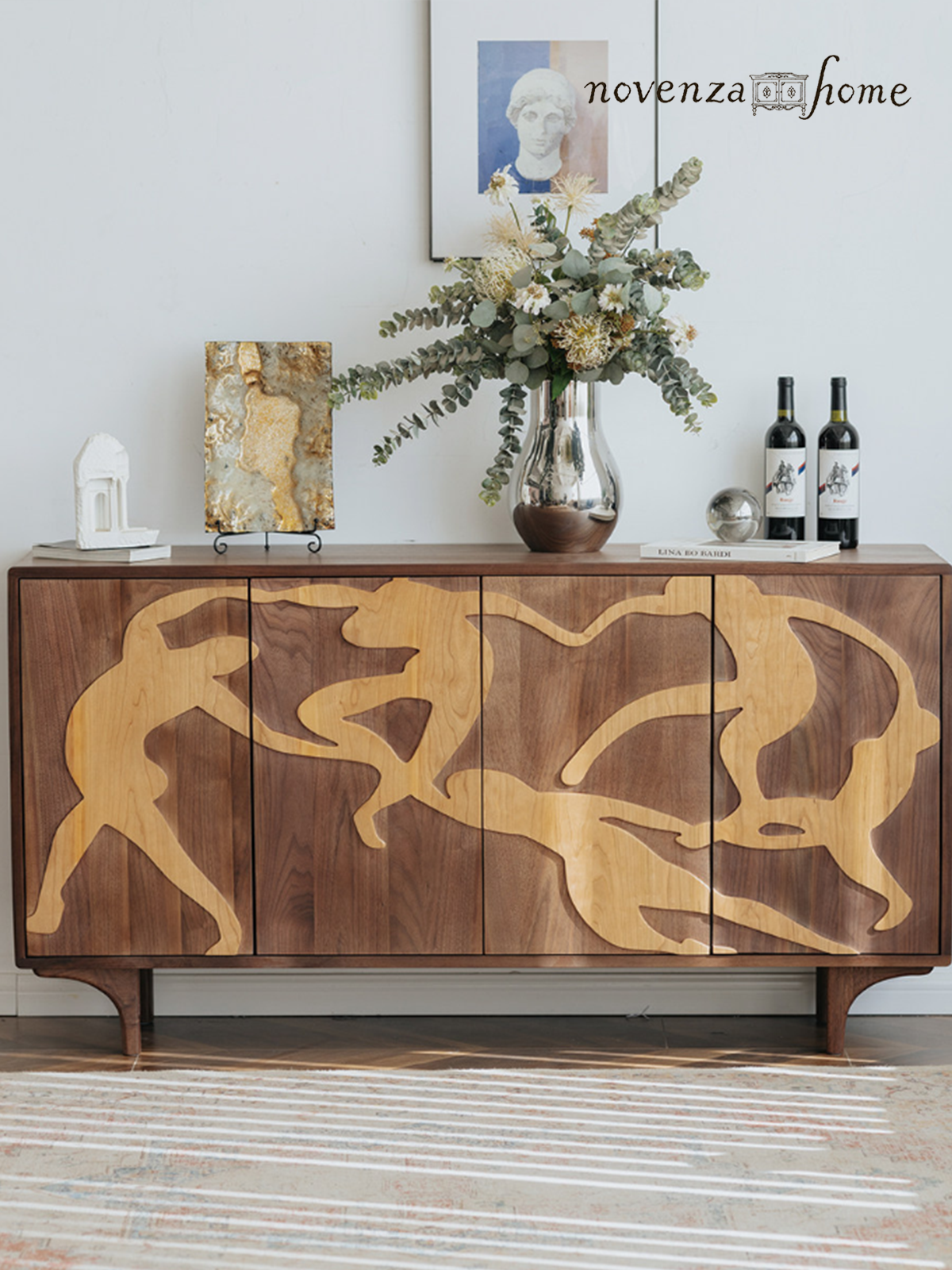 Walnut Wall-Mounted Storage Sideboard