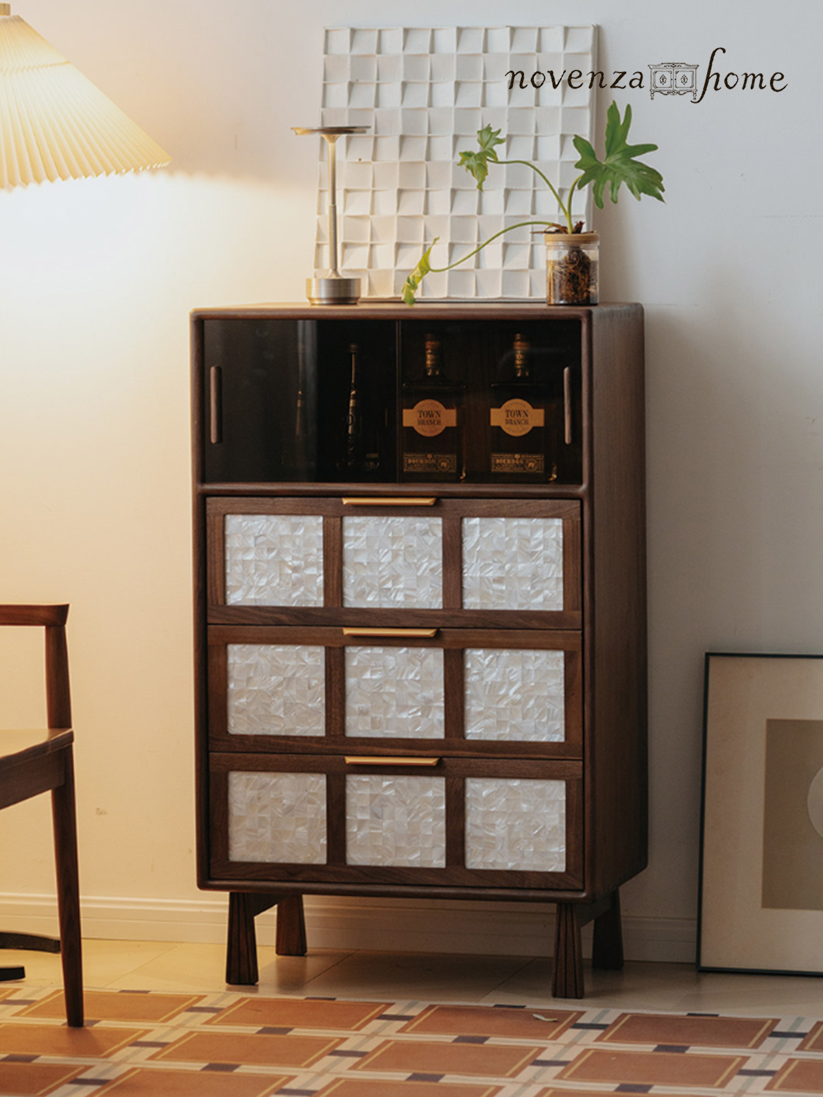 Walnut Minimalist Three-Drawer Nightstand