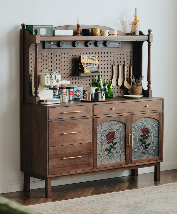 Walnut Vintage Glass Sideboard