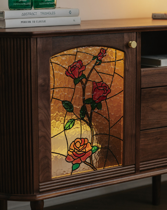 Walnut Vintage Entryway Storage Cabinet