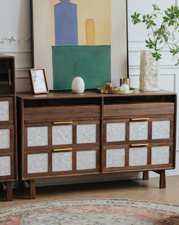 Walnut Nordic Nine-Drawer Chest