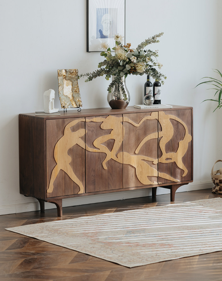 Walnut Wall-Mounted Storage Sideboard