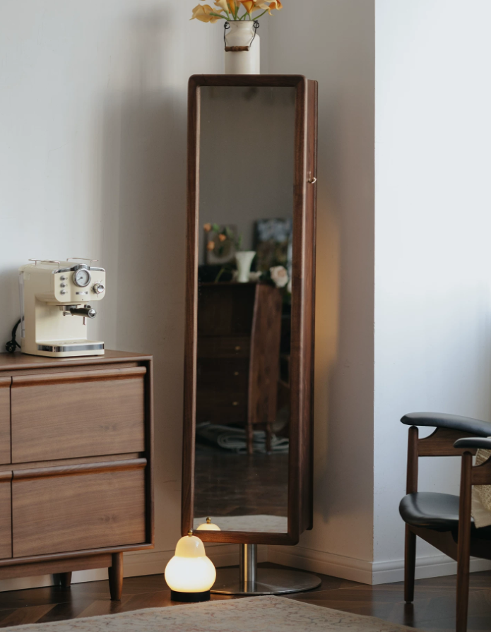 Walnut Full-Length Mirror Cabinet