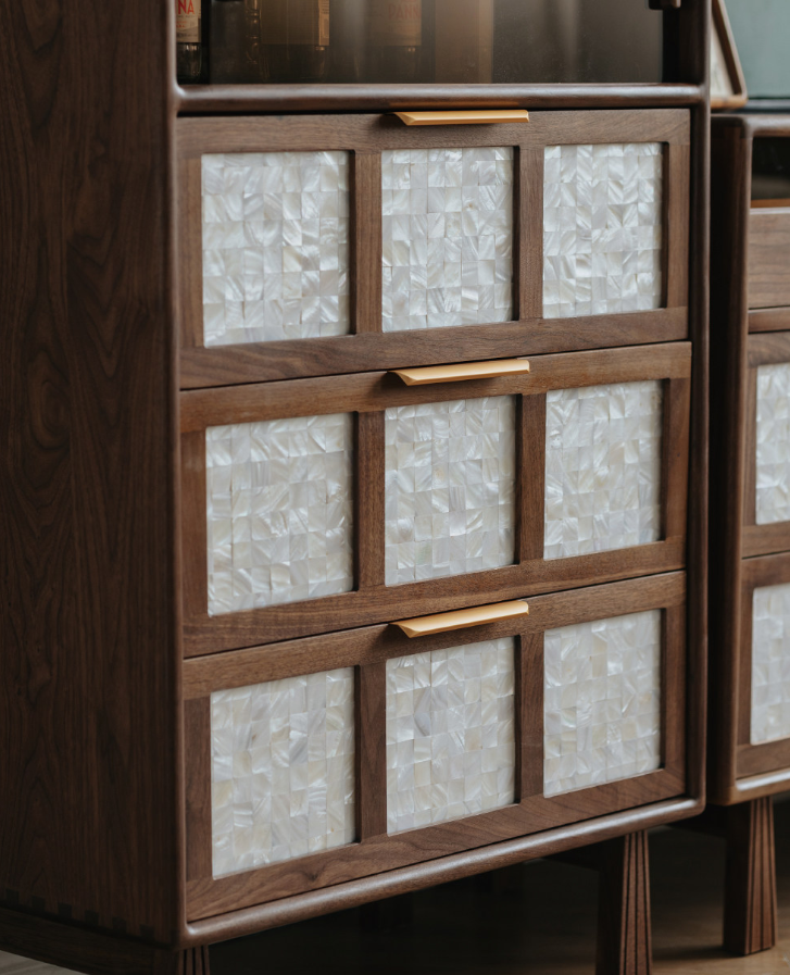Walnut Minimalist Three-Drawer Nightstand
