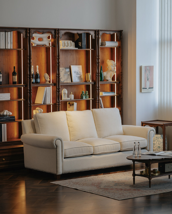 Walnut Full Wall Bookcase System