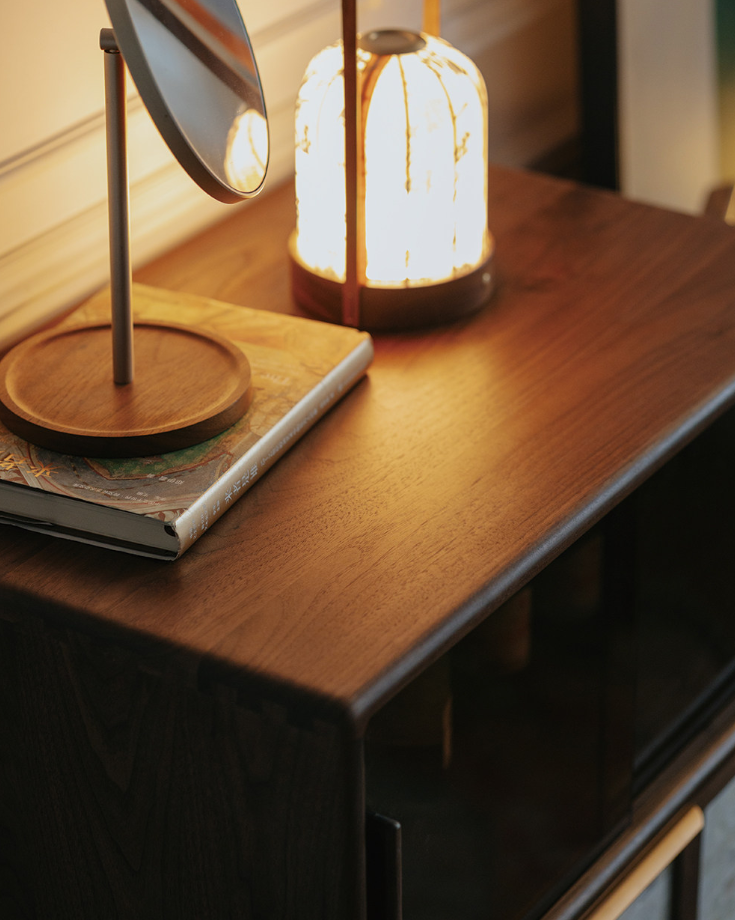 Walnut Minimalist Three-Drawer Nightstand
