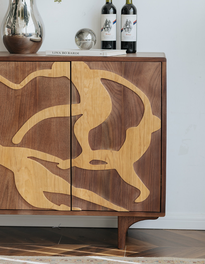 Walnut Wall-Mounted Storage Sideboard