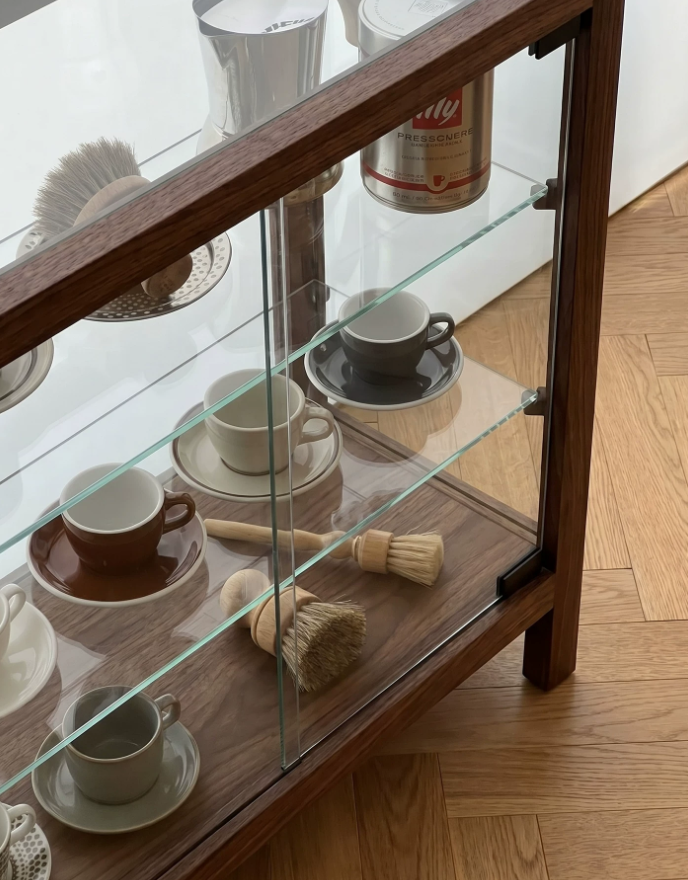 Walnut Glass Display Cabinet