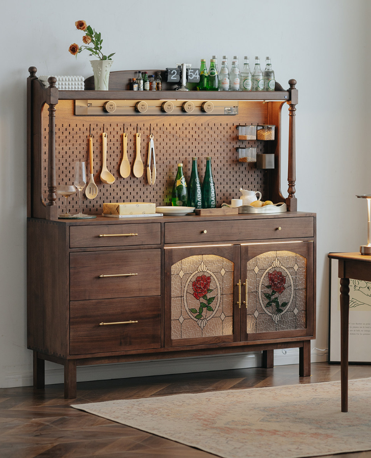 Walnut Vintage Glass Sideboard