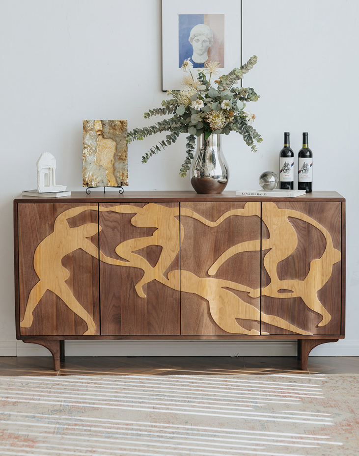 Walnut Wall-Mounted Storage Sideboard