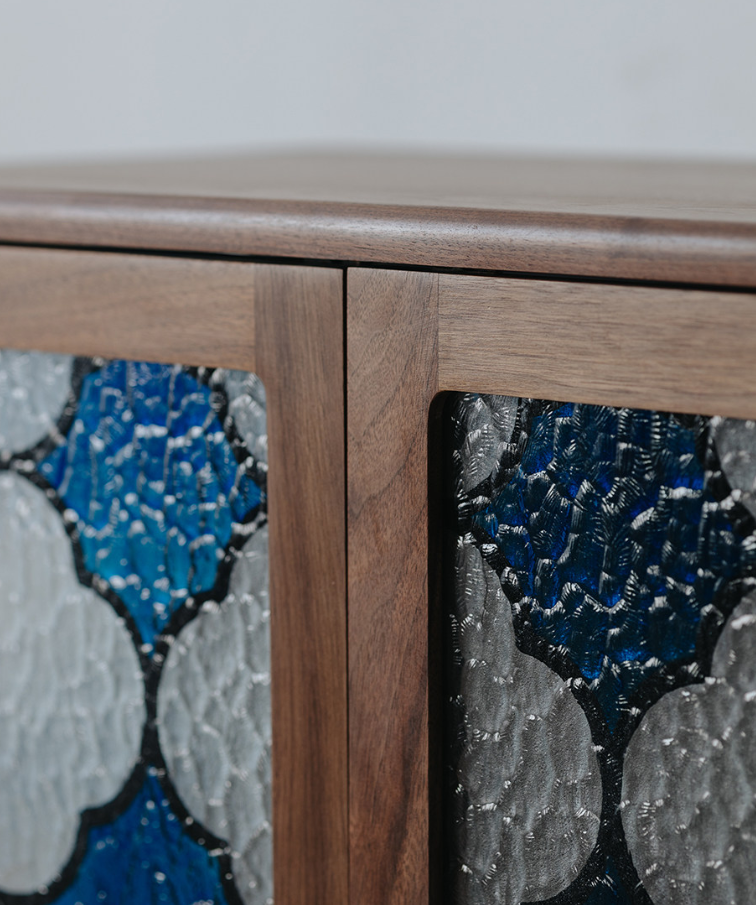Walnut Glass Door Display Cabinet