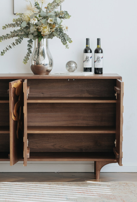 Walnut Wall-Mounted Storage Sideboard