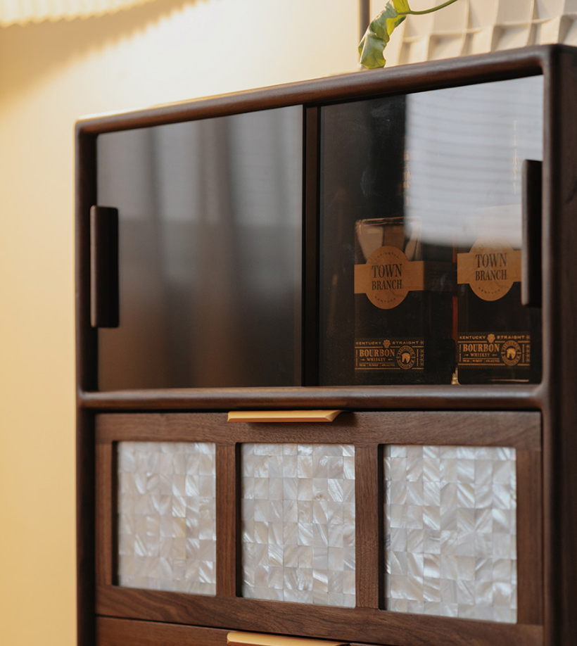 Walnut Minimalist Three-Drawer Nightstand