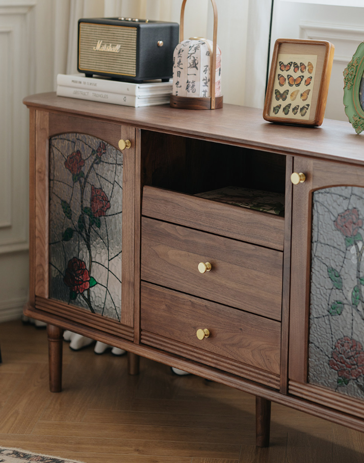 Walnut Vintage Entryway Storage Cabinet