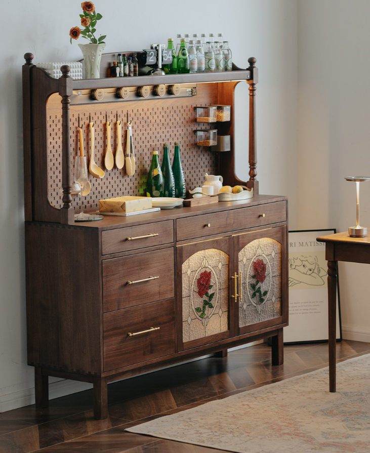 Walnut Vintage Glass Sideboard