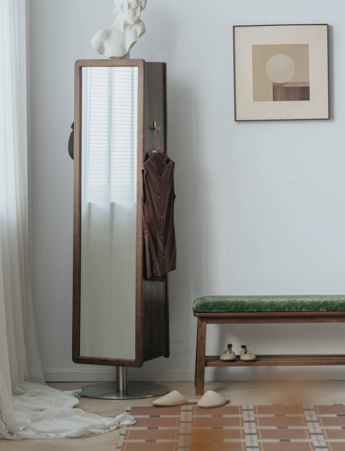 Walnut Full-Length Mirror Cabinet