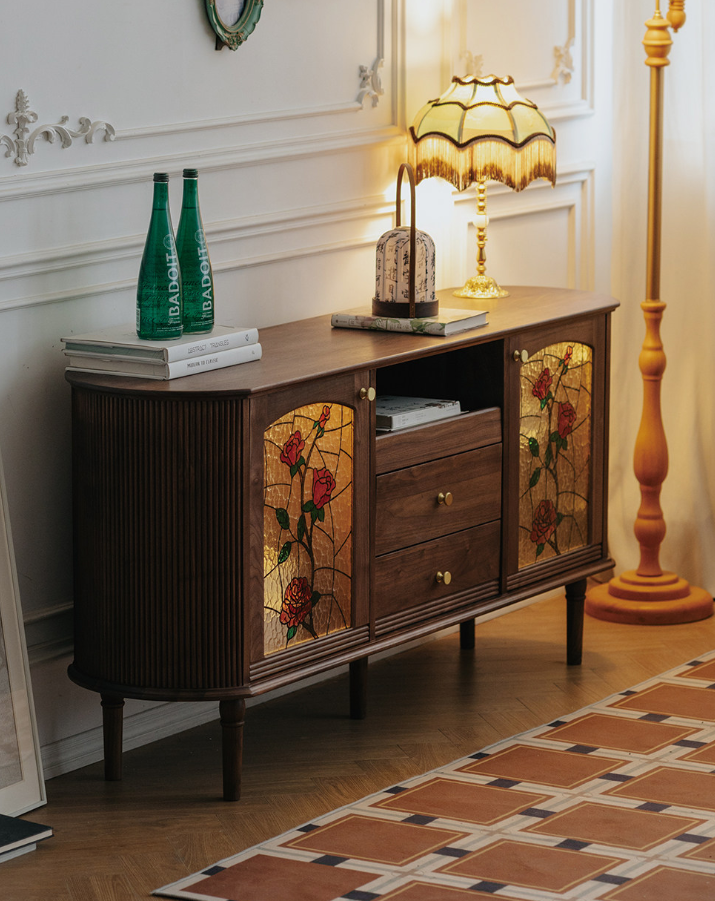 Walnut Vintage Entryway Storage Cabinet