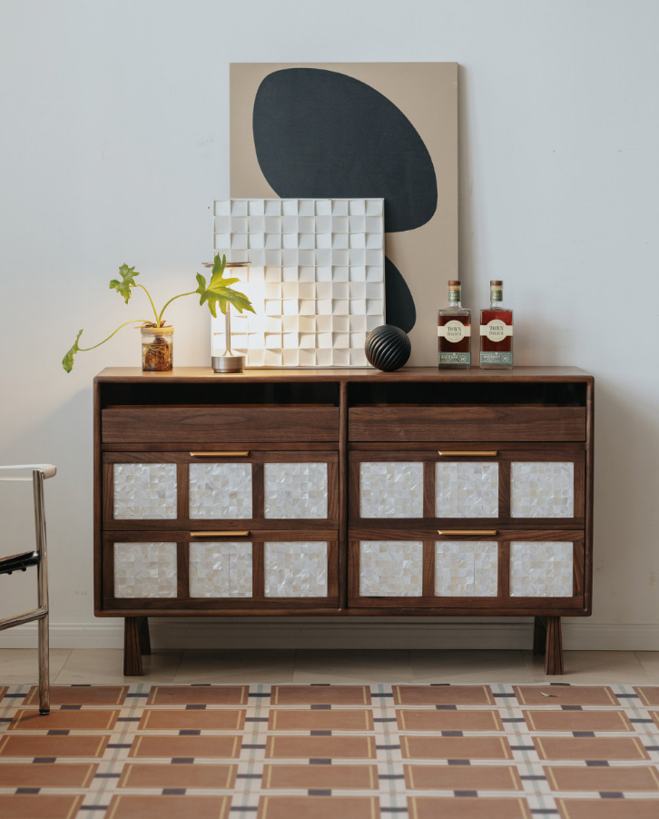 Walnut Nordic Nine-Drawer Chest