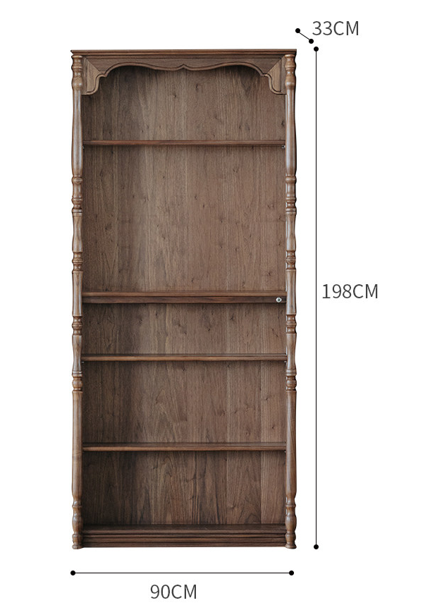 Walnut Full Wall Bookcase System
