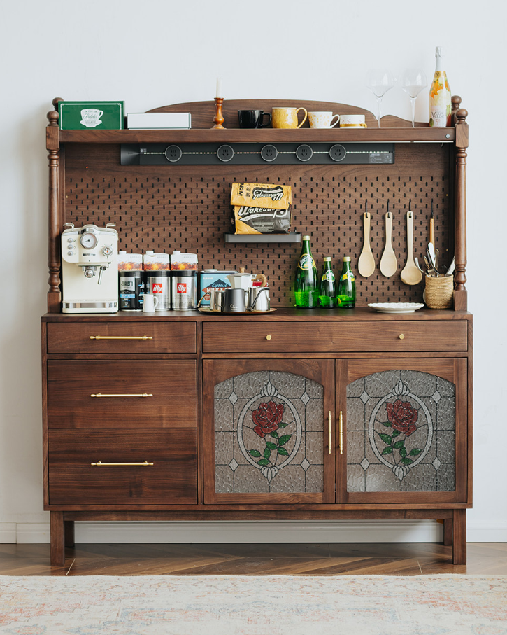 Walnut Vintage Glass Sideboard