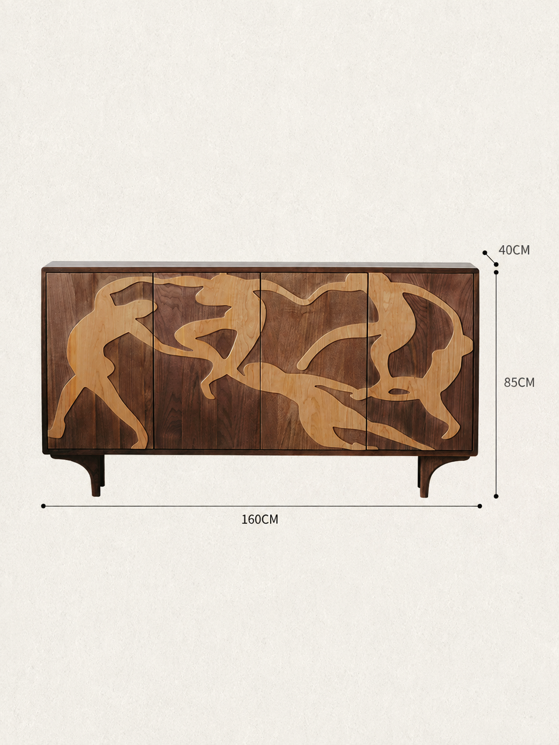 Walnut Wall-Mounted Storage Sideboard