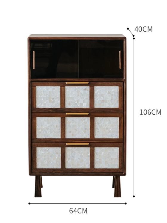 Walnut Minimalist Three-Drawer Nightstand