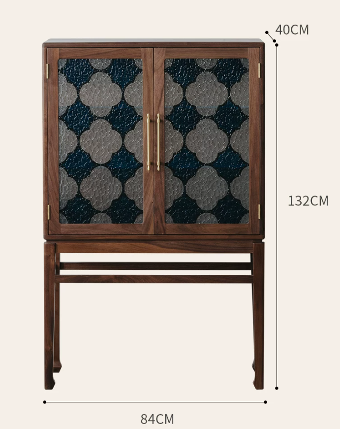 Walnut Glass Door Display Cabinet