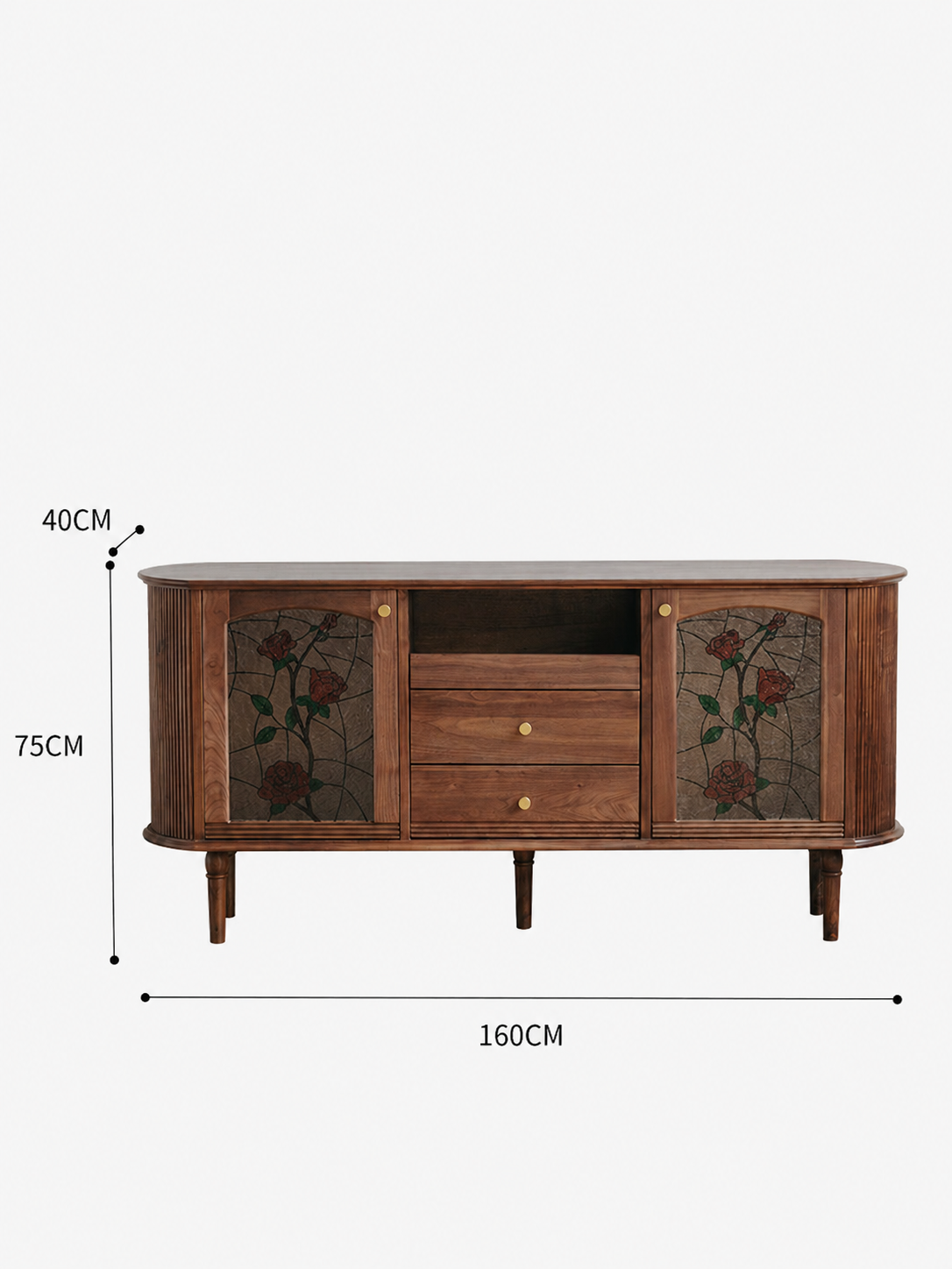 Walnut Vintage Entryway Storage Cabinet