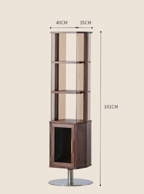 Rotating Walnut Wood Bookshelf